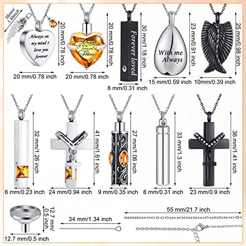 Jexine 10 Pcs Urn Necklace Cremation Jewelry for Men - color: Champagne