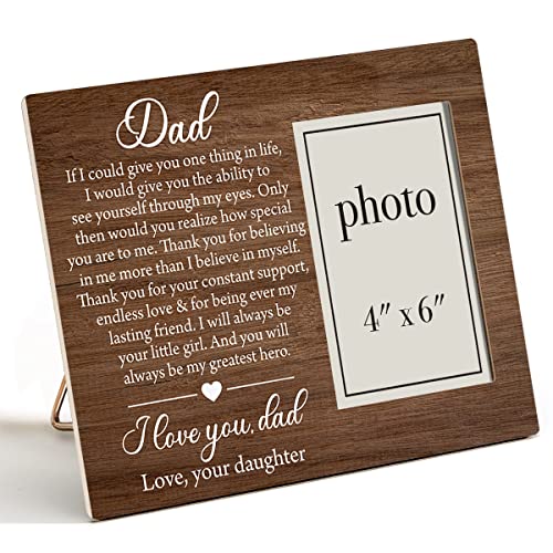 Zauly Dad Wooden Picture Frame Thank You Gift from Daughter | Sentimental Father Quote Wood Photo Frame Gifts for Father's Day Birthday Christmas, Tabletop and Wall Mounting, 4X6 Inch - color: D