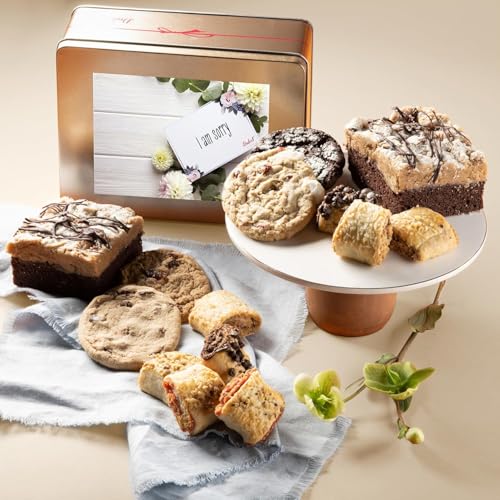 Sorry For Your Loss Gifts Old Fashioned Bakery Gift Tin - Cakes Food Gifts Box for Men & Women Baked Goods, Dessert Sweets Gourmet Food Gifts By Dulcet Gift Baskets - color: I am sorry