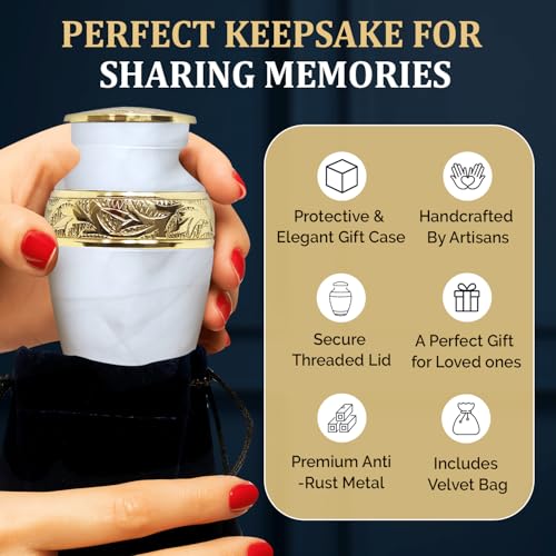 Small Urns for Human Ashes - Elegant Keepsake Cremation Urns (Pearl White, Set of 4) - color: Pearl White