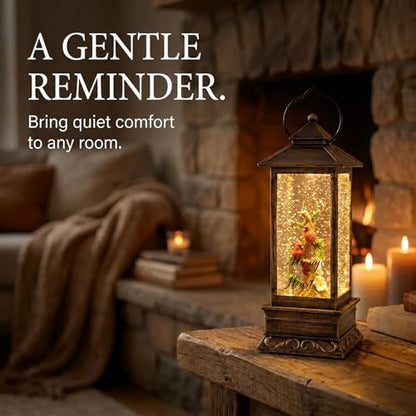 Carson Always in Our Hearts Cardinal Memorial Water Lantern - Sympathy Gift for Funeral - Loss of Loved One - Remembrance Light Up Snow Globe Lantern for Home Decor