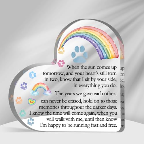 Toerifer Rainbow Bridge Pet Memorial Gifts, Dog Cat Passing Away Remembrance Keepsake for Desk Shelf, Loss Pet Gifts for Women Men, Loss of Dog Sympathy Condolences Acrylic Decorations - color: Per Memorial 03