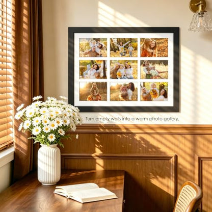 DUENPY 17x23 9 Opening Collage Frame For 9 5x7 Photos Black - color: Black, size: 17x23（5x7 opening）