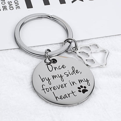 Kefley Loss of Dog Sympathy Gift Pet Memorial Keychain Cat Dog Remembrance Bereavement Gifts Pet Memorial Keepsake Once by My Side Forever in My Heart Key Chain