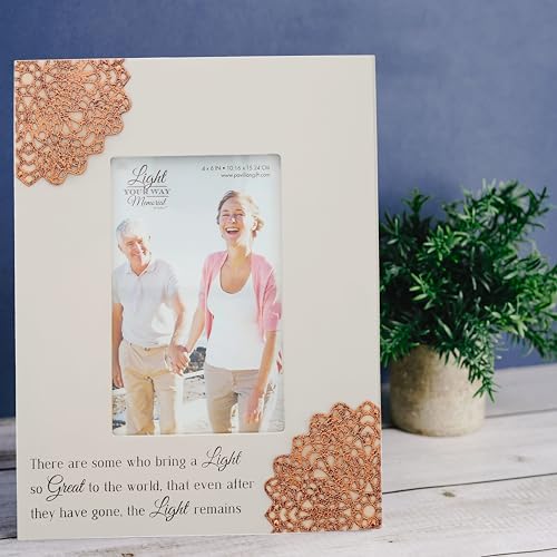 Pavilion Gift Company - Light Remains Memorial Photo Frame, (Holds 4 x 6-inch Photo), Bereavement Gift, Home Decor Gift For Death Of A Loved One, Remembrance Picture Frame, 1 Count, 7.5 x 9.5-inches