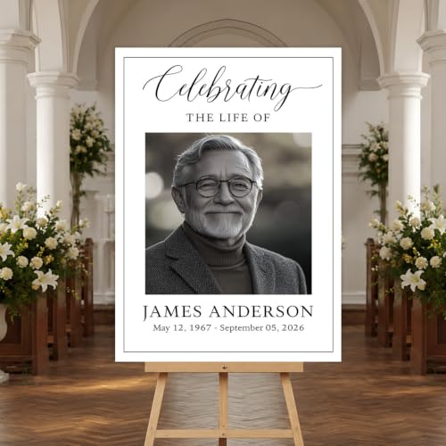 Personalized Funeral Welcome Sign, Elegant Celebration Of Life Funeral Sign, Memorial Welcome Signs with Picture, In Loving Memory Sign, Memorial Sign, Celebration Of Life Decorations - color: Style #14