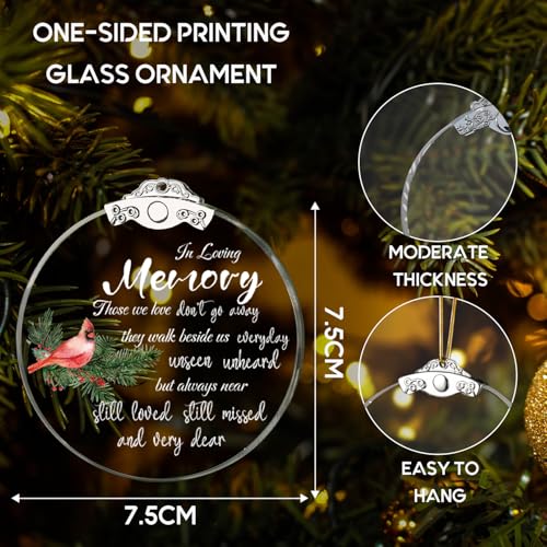 Those We Love Don't Go Away They Walk Beside Us Everyday - Sympathy Gifts for Loss & Loved Ones Pendant, Red Cardinal Gifts Memorial Ornament Glass Keepsake 3.15 Inch Round
