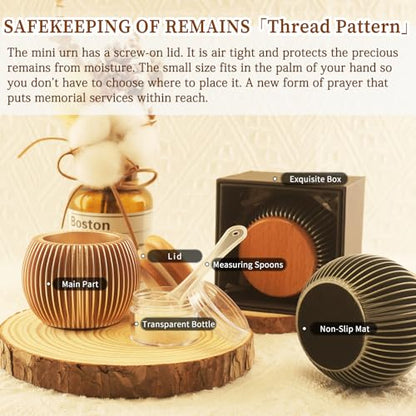 Small Urns for Human Ashes Keepsake, Spherical Aluminum Mini Urn with Beech Wood Lid for Human or Pet Cremains, Mini Memorial Keepsake with Secure Screw Lid (Gold)