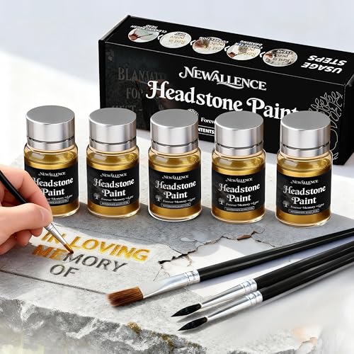 Professional Headstone Paint Kit - Monument Letter Inscription Restoration Paint Gravestone Lettering/Tombstone Inscriptions on Granite & Marble with Mutiple Colors (Color Gold) - color: Gold-5pcs
