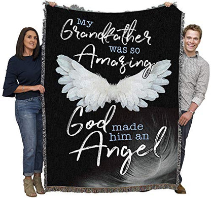 My Grandfather was So Amazing God Made Him an Angel Blanket - Sympathy Bereavement Gift Tapestry Throw Woven from Cotton - Made in the USA (72x54) - color: Grandfather, size: 72" x 54"