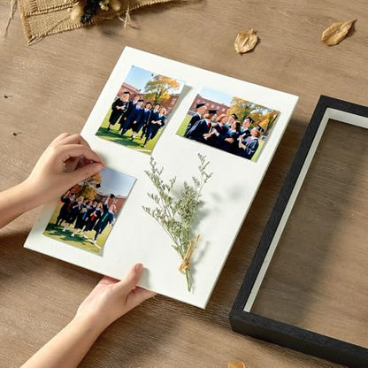 11x14 Shadow Box Frame with Shatterproof Clear Glass & Push Pins - color: Black+foam Back+foam Packaging, size: 11x14