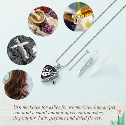 Imrsanl Guitar Pick Cremation Urn Necklace for Ashes - color: Silver-Guitar Pick