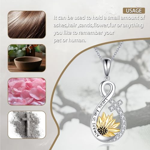 TIGER RIDER Pet Paw Necklace 925 Sterling Silver Cross Infinite love Necklace Pendant Pet Jewelry Gift for Dog Cat Lovers - style: Infite sunflower