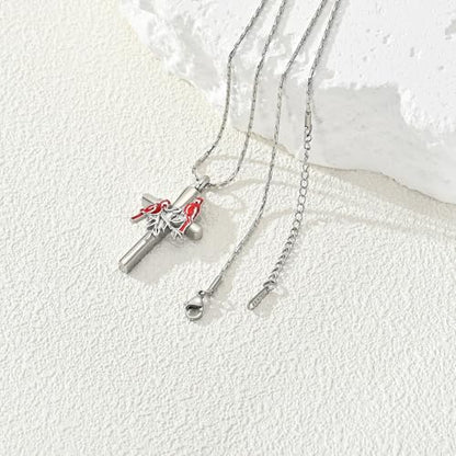 constantlife Cardinal Urn Necklace for Ashes Stainless Steel Red Blue Bird Pendant Cremation Keepsake Human Pet Memorial Jewelry for Women Men - color: Silver