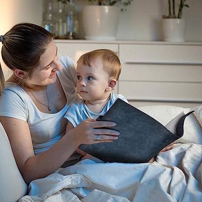 Photo Album 4x6 300 Photos,Genuine Leather Photo Albums with Writing Space with 30 Writing Paper,Travel Family Wedding Kids Graduation Ultrasound Baby Picture Album Scrapbook Photo Album（Blue） - color: Blue