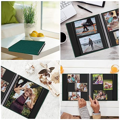 Zesthouse Photo Album Self Adhesive Pages, 60 Pages Magnetic Scrapbook Albums with Sticky Page, Photos Album Holds 8x10 & 5X7 & 4x6 & 6x8 & 3x5, Large Picture Book Ideal Gift for Family Wedding Baby - color: Dark Green, size: 11"x10.6"/Black 60 Pages