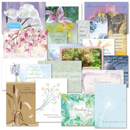 Current Condolences Card Set, Set of 40 | Mega Sympathy, 40 Count, 20 Designs, 5" x 7" Folded, Envelopes Included, Bulk Pack - style: Mega 1