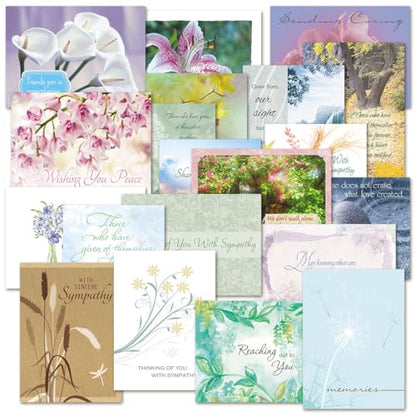 Current Condolences Card Set, Set of 40 | Mega Sympathy, 40 Count, 20 Designs, 5" x 7" Folded, Envelopes Included, Bulk Pack - style: Mega 1