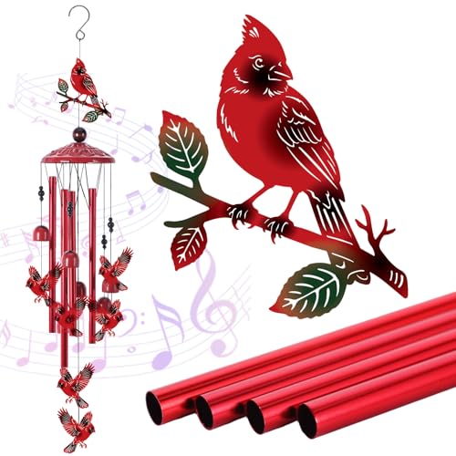Cardinal Wind Chimes for Outside, Vibrant Red Bird Memorial Wind Chime, Sympathy/Memorial/Birthday Gifts for Women Mom Grandma, Garden Patio Yard Decor - color: Cardinal a