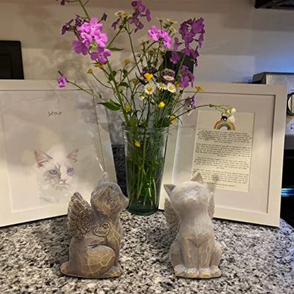 Cat Angel Memorial Figurine, Cat Memorial Gifts, Losing a Cat Sympathy Gift, Cat Gifts for Cat Lovers, Passed Away Cat Gift, Sculpted Hand-Painted Figure - color: Natural-love My Cat (Dark)