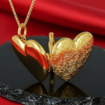 LIFETIME JEWELRY Antique Heart Locket Necklace for Women & Girls That Holds Pictures – 10X Thicker Real 24K Gold Plated Charm – Made in USA with Lifetime Replacement - style: Big Gold Locket with Chain