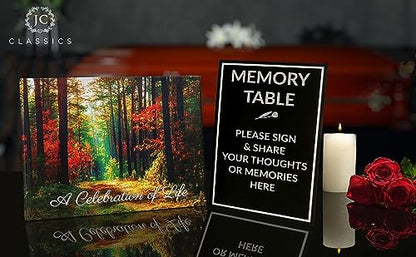 Funeral Guest Book | Memorial Guest Book | Guest Book for Funeral Hardcover | Guestbook for Sign in, Celebration of Life Memorial Service | Funeral Guest Sign Book with Memory Table Card Sign Included - style: Forest