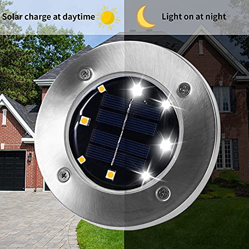 INCX 8Pack 4.6Inch Solar Ground Lights Outdoor, IP65 Waterproof, Cold White - color: Cold, size: 8 Pack