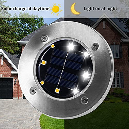 INCX 8Pack 4.6Inch Solar Ground Lights Outdoor, IP65 Waterproof, Cold White - color: Cold, size: 8 Pack