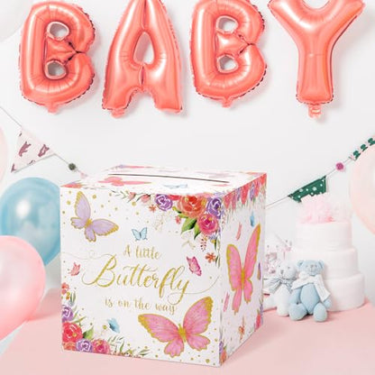 Hxezoc Butterfly Card Box Favors Post Box Cardboard Receiving Money Box Holder for Reception, Butterfly Birthday Party, Baby Showers, Anniversary, Baby Birthday Party Table Centerpiece Decorations - style: Butterfly