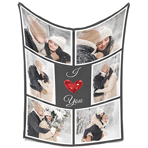 inkArts I Love You Gifts for Couples, Custom Blanket with Photos, Personalized Blankets with Pictures, Photo Blankets Using My Own Photos, Personalised Gifts for Christmas - color: 6 Photos