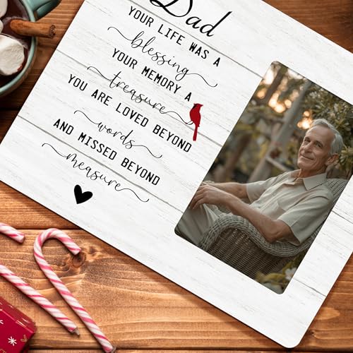 Dad Memorial Picture Frame Gifts for Loss of Father, In Loving Memory Wooden Picture Frames, 4x6 inch Photo - color: Yellow