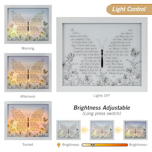 Sympathy Gift LED Memorial Shadow Box Memorial Gifts for Loss of Loved One Mother Mom Dad Father, in Memory of Loved One Gifts - size: As I Sit In Heaven White