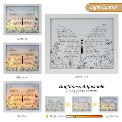 Sympathy Gift LED Memorial Shadow Box Memorial Gifts for Loss of Loved One Mother Mom Dad Father, in Memory of Loved One Gifts - size: As I Sit In Heaven White