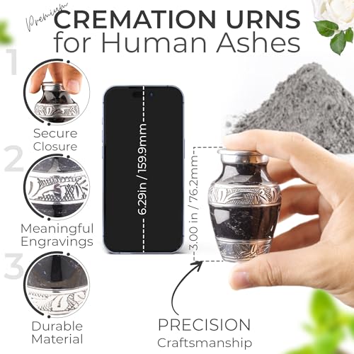 Marbled Metal Keepsake Urn for Human Ashes, Mini 6 Cu in, Black - color: Black, size: Small (Set of 1)