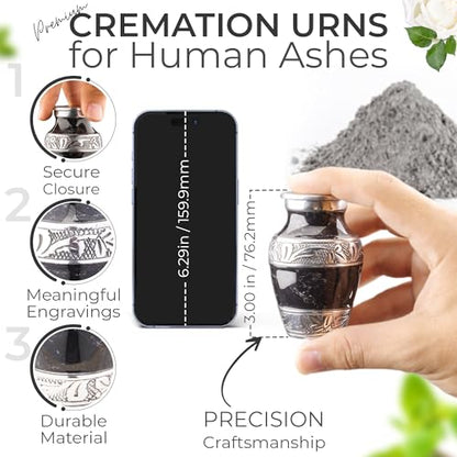Marbled Metal Keepsake Urn for Human Ashes, Mini 6 Cu in, Black - color: Black, size: Small (Set of 1)