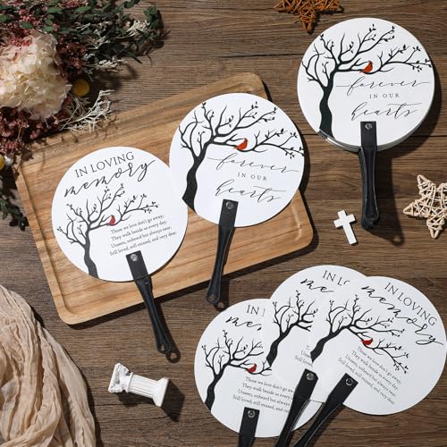 Teling 50 Pcs Funeral Favors Fans Memorial Plastic Celebration of Life Handheld Fans with Plastic Handle Hand for Funeral Guests Services Condolence Sympathy Gift Supplies(Cardinals) - style: Cardinals