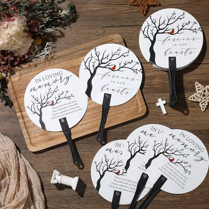 Teling 50 Pcs Funeral Favors Fans Memorial Plastic Celebration of Life Handheld Fans with Plastic Handle Hand for Funeral Guests Services Condolence Sympathy Gift Supplies(Cardinals) - style: Cardinals