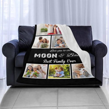 Newcos Custom Blanket with Photos Personalized 8 Pictures Family Love Blankets Souvenir Gifts for Mom Dad Family Customized Blanket for Christmas Mother 's, Father's Day - color: Pattern 09
