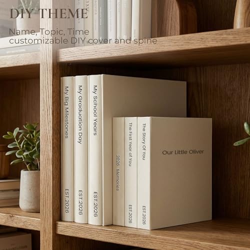 Vienrose Baby Photo Album 4x6 600 Pockets Photo Window Beige | Cloth Cover，Baby Themed Stickers，Tweezers，Acid Free Pages - color: Baby Theme, size: 600k