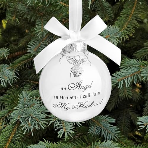 Christmas Memorial Feather Ball Angel Ornament I Have an Angel in Heaven I Call Him Husband Family Memorial Loss of Loved One Hanging Pendant Xmas Tree Décor - color: Husband