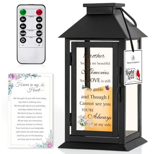 Memorial Lantern for Brother with LED Candle - color: Brother