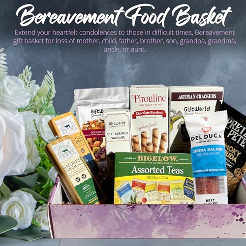 Sympathy Gift Baskets - Meat and Cheese Basket, Bereavement Idea for Loss