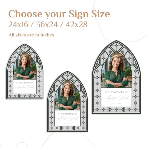 Stained Glass In Loving Memory Sign - Custom Funeral Welcome Sign with Photo - Personalized Memorial Keepsake - color: Sign 14