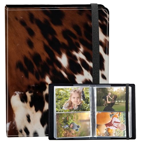 Photo Album 3.5x5 80 Photos Small Capacity PU Leather Cover, Brown Leopard Mini Photo Album 3.5x5 with Elastic band, Birthday Christmas Photo Albums Wedding Anniversary - color: Brown Leopard, size: 3.5*5 Holds 80 Photos