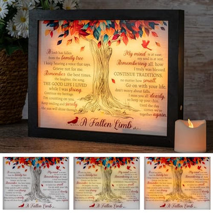Sympathy Shadow Box - LED Memorial Box for Loss of Loved One - Mom, Dad, Father - Bereavement Gift - size: A Fallen Limb Black