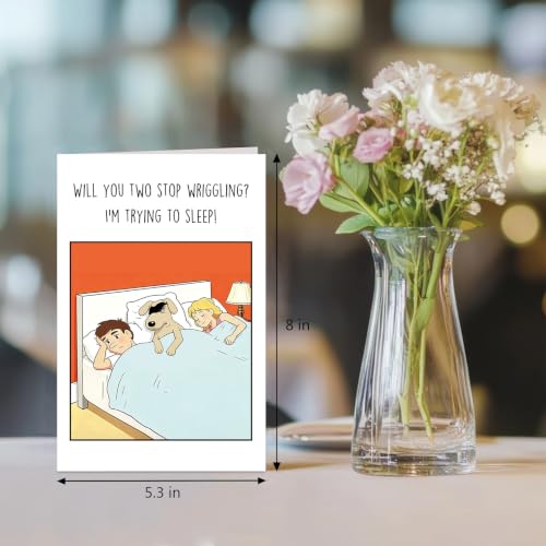 Funny Dog Birthday Card for Men Women, Hilarious Birthday Card for Dog Dad Mom, Humor Bday Cards from Pet, Will You Two Stop Wriggling - color: Birthday