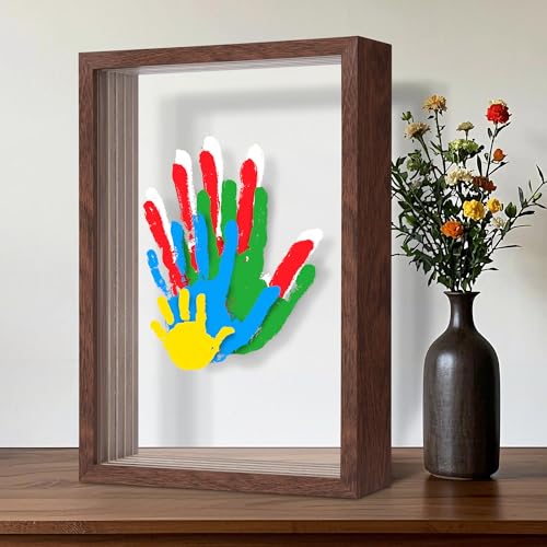 Family Handprint Kit for 5, Hand Print Keepsake Frame DIY Craft Gift - color: Walnut, size: 5 Pages Acrylic Boards