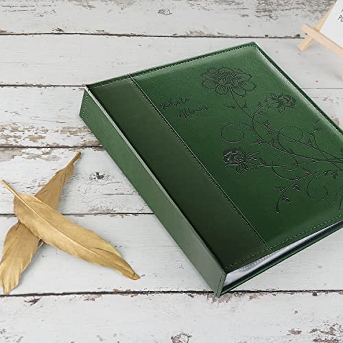 Photo Album 8x10 2 Packs Clear Pages Pockets Leathe Cover Slip Slide in Photo Album Each Holds 50 Vertical 8x10 Photos Picture Book for Wedding Family (Dark Green) - color: Dark Green, size: 50 Pockets/2PK
