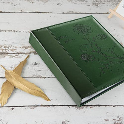 Photo Album 8x10 2 Packs Clear Pages Pockets Leathe Cover Slip Slide in Photo Album Each Holds 50 Vertical 8x10 Photos Picture Book for Wedding Family (Dark Green) - color: Dark Green, size: 50 Pockets/2PK