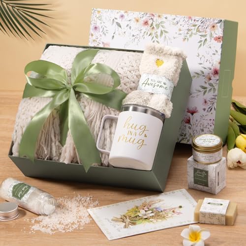 Self Care Get Well Soon Gift Baskets for Women Birthday Gifts Care Package | Sympathy Spa Gift Baskets After Surgery, Christmas Thinking of You Inspirational Gifts for Mom Her Sister Grandma Best Friend - color: Ivory